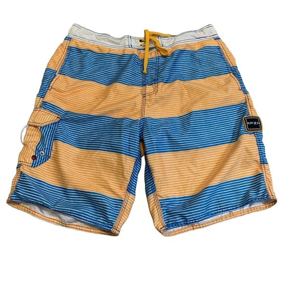 Ripzone Men's Striped Board Shorts Swim Trunks - Blue & Orange- Large - Picture 1 of 9